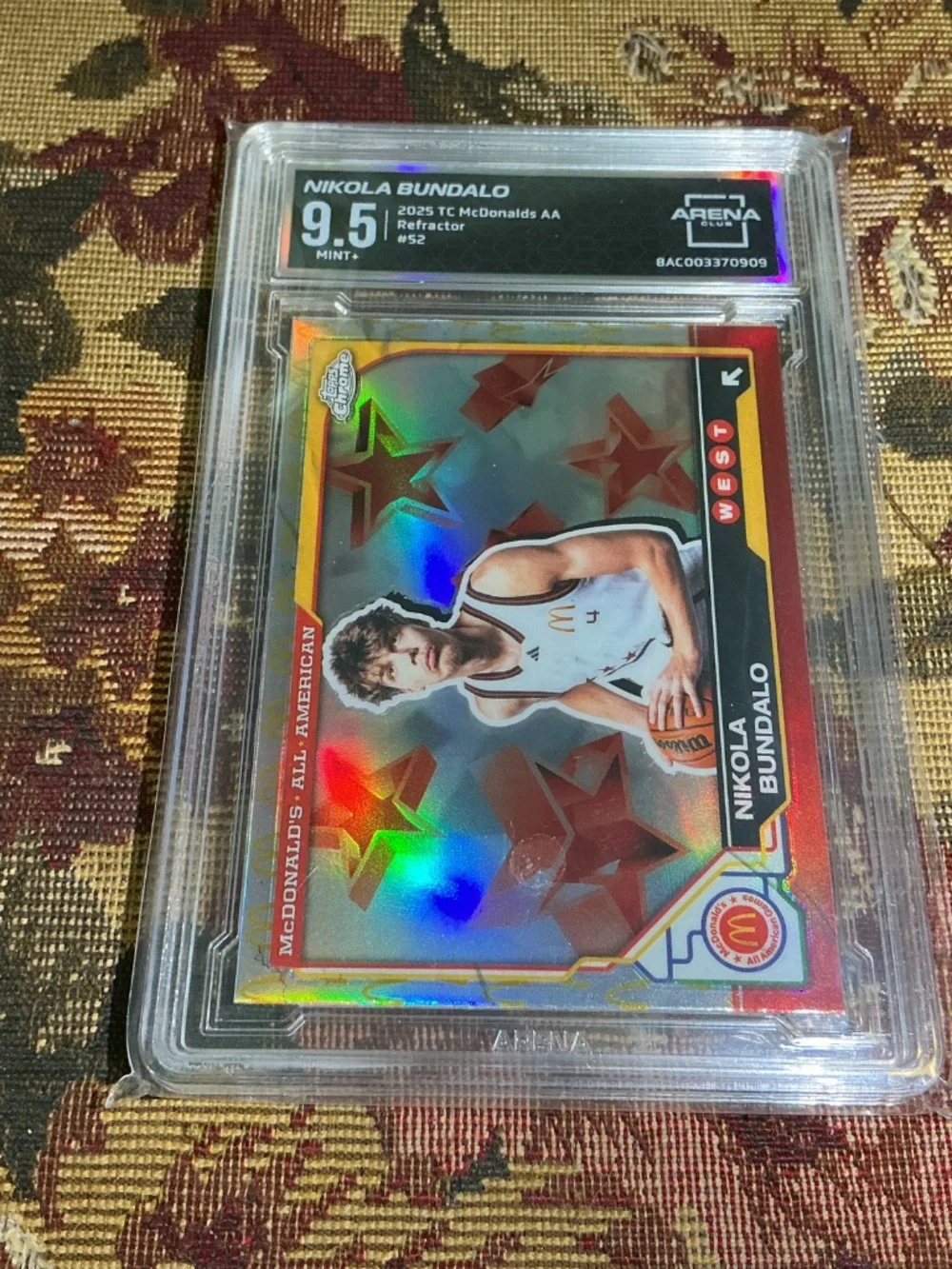 Nikola Bundalo 2025 TC McDonalds basketball AA #52 Refractor Graded Arena 9.5